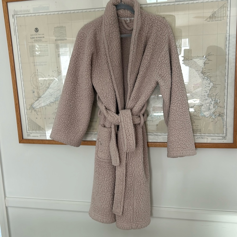 Pottery barn robe. Cozy. Smoke free home